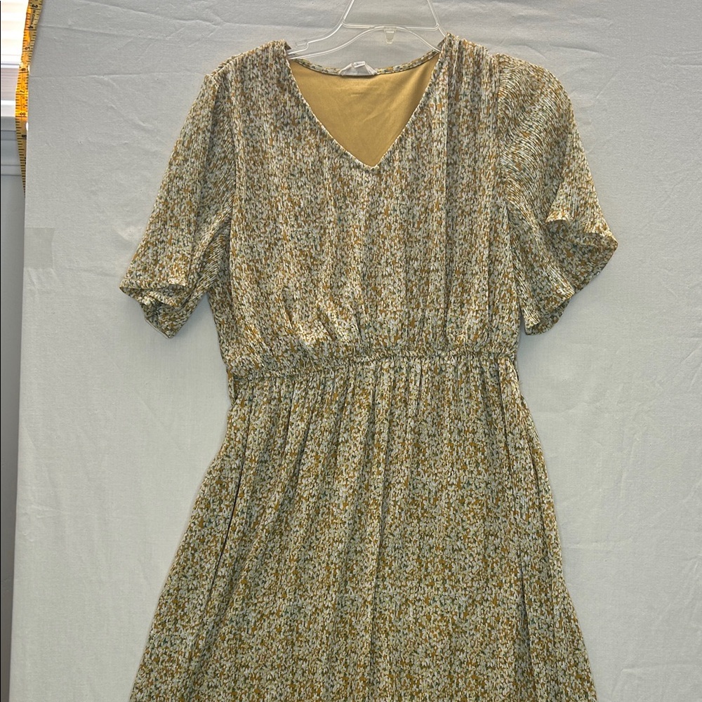 orange creek Mustard Floral V-Neck Midi Dress